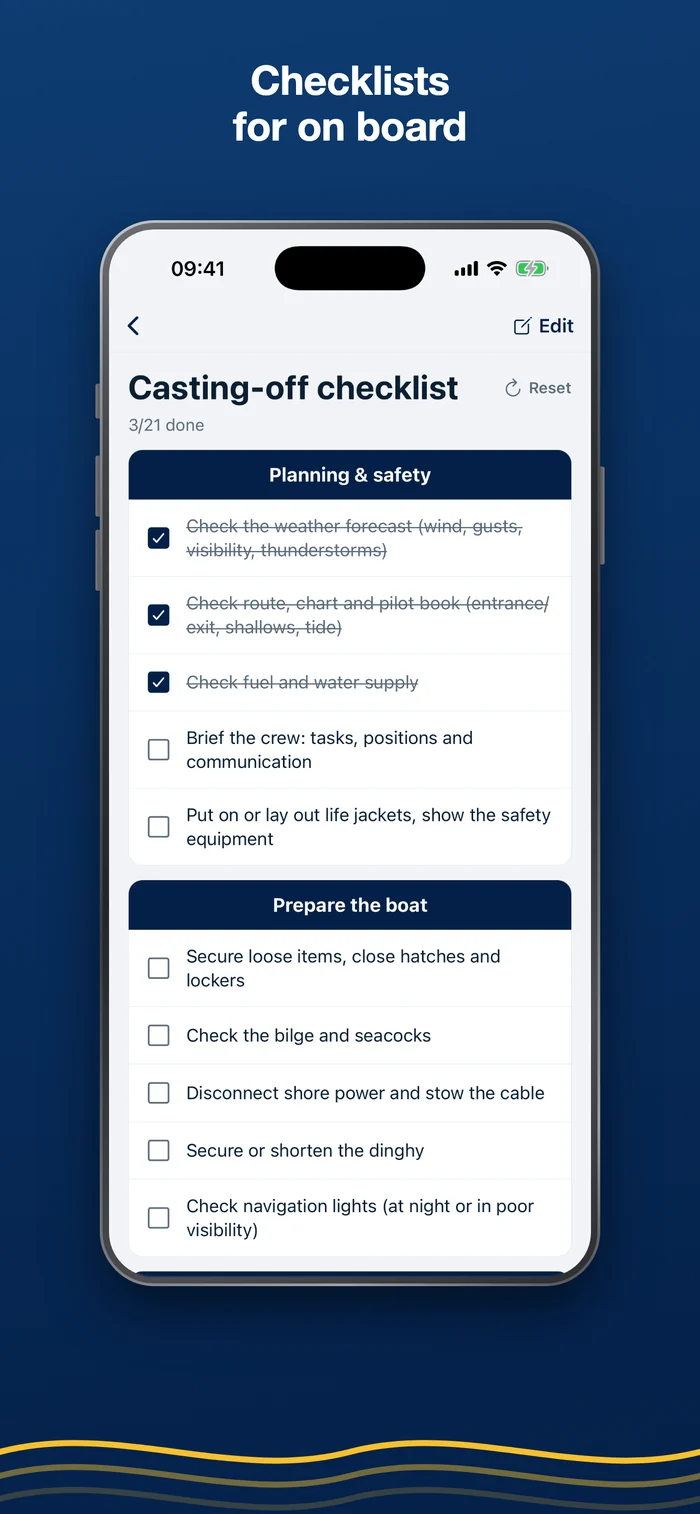Port King – on-board checklists